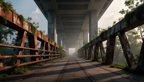 overpass,walkway,bridge,railroad bridge,highway bridge,trestle,wooden bridge,under the bridge,vanishing point,road bridge,underpass,roadway,railway bridge,scenic bridge,overbridge,render,footbridge,rail way,overpassed,railroad trail