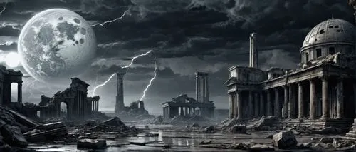 pandorica,imperialis,barsoom,primordia,destroyed city,osgiliath,apocalyptically,apocalypticism,post-apocalyptic landscape,undercity,apocalyptic,apocalyptica,apocalypses,the end of the world,black city,tartarus,tirith,apocalypso,dark world,scythopolis,Conceptual Art,Fantasy,Fantasy 33