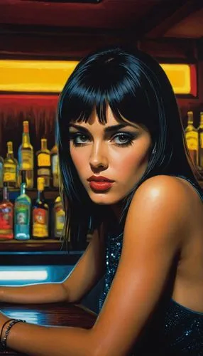 barmaid,cigarette girl,bartender,chicana,mousseau,bartending,Conceptual Art,Fantasy,Fantasy 04