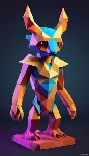 Tracey Hayes embarks on a supernatural adventure in a parallel dimension filled with mythical creatures.,low poly,low-poly,3d figure,3d model,polygonal,color rat,3d render,geometric ai file,animal fig