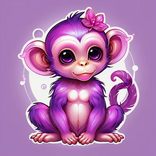 marmoset,baby monkey,monkey,barbary monkey,tamarin,primate,snow monkey,chimpanzee,macaque,purple background,squirrel monkey,cute cartoon character,cheeky monkey,primates,the monkey,uakari,cute cartoon image,monkey bread,barbary ape,monkeys,Illustration,Abstract Fantasy,Abstract Fantasy 10