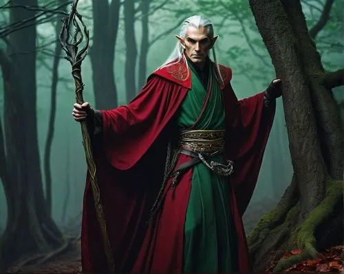 male elf,dark elf,elven,wood elf,heroic fantasy,elven forest,fantasy picture,jrr tolkien,lord who rings,elves,fantasy portrait,wild emperor,magus,red cape,fantasy art,imperial coat,gandalf,dracula,forest man,violet head elf,Art,Artistic Painting,Artistic Painting 22