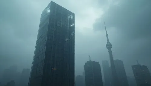 highrises,toronto,skyscraping,hurontario,north american fog,barad,spadina,high rises,coldharbour,torontos,tall buildings,dense fog,foggy day,urban towers,supertall,etobicoke,arcology,high fog,dystopian,the skyscraper,Photography,General,Realistic