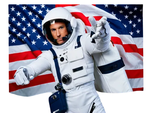 Space mission astronaut, helmet, reflective visor, oxygen tank, white spacesuit, American flag patch, muscular arm, gloved hand, holding camera, planetary background, stars, galaxies, 3/4 composition,