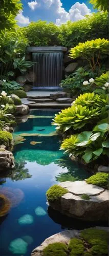 mountain spring,japan landscape,green waterfall,water scape,waterscape,landscape background,underwater oasis,a small waterfall,flowing water,clear stream,underwater landscape,beautiful japan,river landscape,water spring,full hd wallpaper,waterfall,nature landscape,cartoon video game background,beautiful landscape,water fall,Illustration,Realistic Fantasy,Realistic Fantasy 33