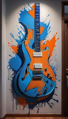 painted guitar,electric guitar,epiphone,the guitar,rocksmith,guitarra,wall art,wall paint,gibson,wall painting,garrison,wall decoration,guitars,blue painting,painted wall,handpainted,gretsch,stratocasters,ibanez,hendrix,Conceptual Art,Graffiti Art,Graffiti Art 09