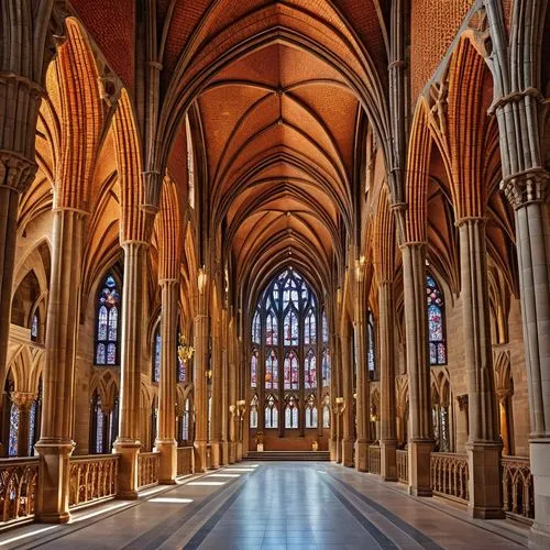 inside of a church with lots of tall columns and vaulted ceilings,ulm minster,transept,nidaros cathedral,vaulted ceiling,koln,markale,cathedrals,main organ,presbytery,hall of the fallen,cathedral,the 