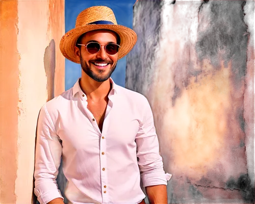 chmerkovskiy,alboran,ignazio,mengoni,panama hat,maslowski,italian painter,yellow sun hat,konstantinos,kerem,pierpaolo,kostas,borsalino,guayabera,mexican painter,natekar,panayiotopoulos,giotopoulos,lykourezos,high sun hat,Illustration,Realistic Fantasy,Realistic Fantasy 01