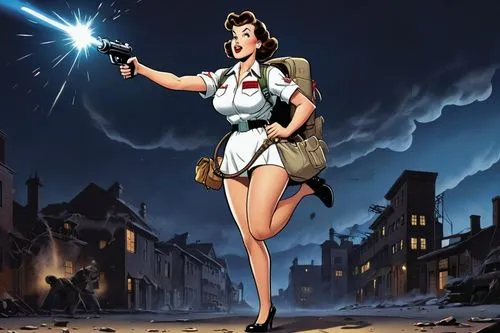 lady medic,ghostbusters,princess leia,wonder woman,pin-up girl,wonder woman city,pin up girl,wonderwoman,pin up,pin ups,female nurse,pin-up,medic,girl with gun,girl with a gun,retro pin up girl,warsaw uprising,clone jesionolistny,woman holding gun,pin-up girls,Illustration,Retro,Retro 18