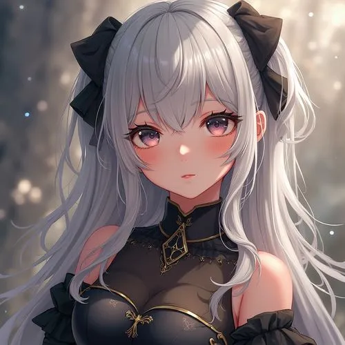 Yukari yuzuki eclipse as 2B nier automata, cute, intricate, elegant, highly detailed, digital painting, 4k, HDR, concept art, smooth, sharp focus, illustration,,a pretty anime girl in a black outfit,k