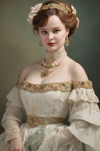 Woman with a robust, fat, short body. For Penelope, a member of the upper class in 18th-century Mexico, her attire would be luxurious and refined, reflecting her family's wealth and social standing.

