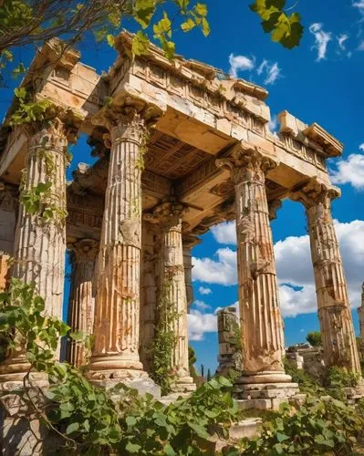 greek temple,temple of diana,roman temple,artemis temple,doric columns,temple of hercules,roman columns,temple of poseidon,acropolis,propylaea,hellas,panagora,atenas,akropolis,baalbek,ephesus,paestum,capitolium,pula,leptis,Conceptual Art,Oil color,Oil Color 23