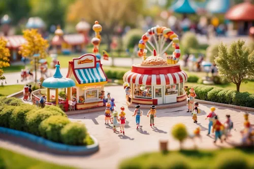 tilt shift,amusement park,miniature figures,fairground,annual fair,theme park,circus tent,carnival tent,summer fair,carousel,merry-go-round,funfair,children's ride,playmobil,merry go round,miniature golf,fairy village,children's playground,circus,little people,Unique,3D,Panoramic