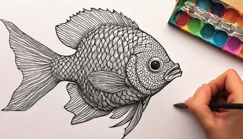 pencil art,fish pen,fish,colourful pencils,beautiful fish,color pencil,fish in water,coloring page,line art animals,fish collage,small fish,coloring for adults,tilapia,coloring picture,coral fish,line art animal,rhino fish,tropical fish,beautiful pencil,hand-drawn illustration,Illustration,American Style,American Style 02