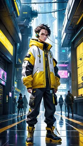 despicable me,yellow jacket,cyberpunk,syndrome,cinema 4d,anime 3d,minion,kryptarum-the bumble bee,minion tim,digital compositing,bumblebee,rain suit,tracer,kid hero,high-visibility clothing,world digital painting,minions,disney baymax,cg artwork,anime japanese clothing,Anime,Anime,Cartoon