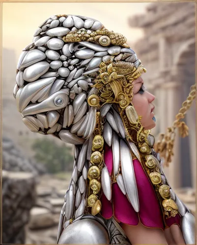 athena,female warrior,thracian,breastplate,headpiece,assyrian,the hat of the woman,warrior woman,rome 2,artemisia,headdress,head woman,cleopatra,golden wreath,sterntaler,crown render,ancient egyptian girl,diadem,medusa,paladin,Realistic,Movie,Lost City