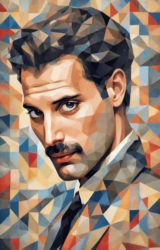 portrait in the style of polygonal painting in the mosaic style of Alexander Deineka, the face is also divided into color polygons,princip,spassky,lubomirski,kassovitz,manganiello,agnelli,alcide,dvork