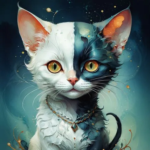 bastet,cat portrait,fantasy portrait,sphynx,capricorn kitz,white cat,Illustration,Realistic Fantasy,Realistic Fantasy 15