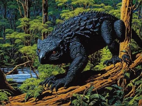 cyclura nubila,gorgonops,saurian,iguanidae,komodo,uintatherium,iguania,landmannahellir,terrestrial animal,primeval times,giant lizard,terrestrial vertebrate,philomachus pugnax,ankylosaurus,bradypus pygmaeus,prehistory,south american alligators,cynorhodon,reconstruction,sumatran,Conceptual Art,Daily,Daily 09