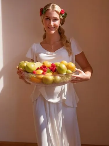 My beautiful hostess came towards me with a bowl of the most delicious fruit and beamed at me with love.,a woman is holding a bowl full of fruit,annulments,hochzeit,fruit plate,wedding photo,catering 