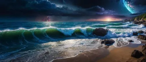 ocean waves,tidal wave,sea storm,seascape,ocean background,crashing waves,stormy sea,ocean underwater,water waves,fantasy picture,sea water splash,dark beach,storm surge,phytoplankton,bioluminescent,emerald sea,ocean paradise,oceanology,full hd wallpaper,sea landscape