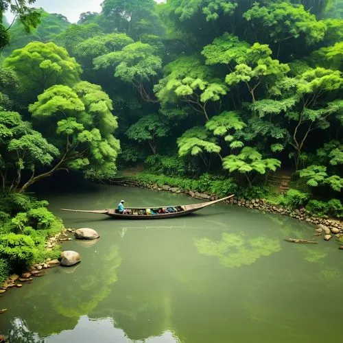 green trees with water,green landscape,boat landscape,japan landscape,river landscape,beautiful japan,shaoming,japan garden,green water,green forest,japon,bamboo forest,row boat,lake tanuki,dragon boat,arashiyama,wuyuan,green wallpaper,japanese garden,guizhou,Conceptual Art,Oil color,Oil Color 11