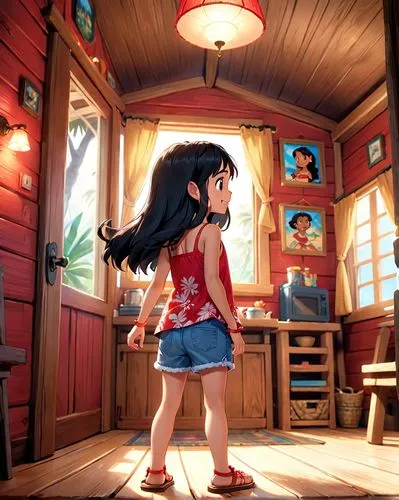 the little girl's room,moana,red robin,studio ghibli,mulan,girl in the kitchen,wonder,the long-hair cutter,cabin,star kitchen,akko,kids room,the little girl,little girl in wind,playing room,cg artwork,2d,animator,clove,digital compositing,Anime,Anime,Cartoon