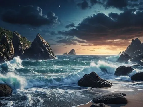 seascape,rocky coast,seascapes,stormy sea,ocean waves,coastal landscape,Photography,General,Realistic