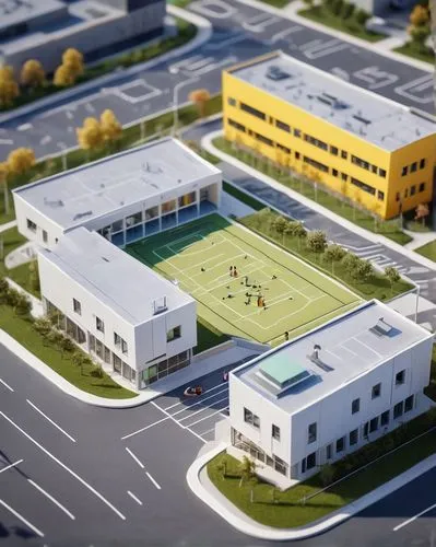 school design,3d rendering,soccer-specific stadium,tilt shift,soccer field,facility,sport venue,elementary school,artificial turf,new housing development,football pitch,render,sports center for the elderly,new building,football stadium,football field,rc model,injury school,secondary school,mini rugby,Unique,3D,Panoramic