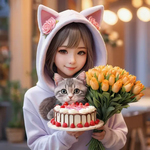 cute cat,birthday template,cat kawaii,doll cat,birthday cake,cat lovers,little cake,birthday candle,cat's cafe,birthday,flower cat,birthday party,beautiful girl with flowers,cat,children's birthday,phuquy,cat image,birthday wishes,pandoro,cute animals,Photography,General,Natural