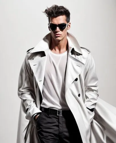 male model,trench coat,overcoat,aviator sunglass,men's wear,outerwear,white coat,coat,men clothes,menswear,old coat,long coat,boys fashion,white-collar worker,frock coat,dry cleaning,boy model,man's fashion,fashion street,menswear for women,Product Design,Fashion Design,Man's Wear,Avant-garde Experiment