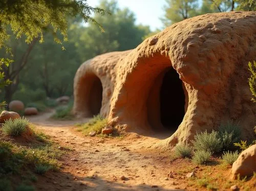 hibernaculum,stoneage,3d render,wood doghouse,superadobe,dolmen,neolithic,hiking path,render,3d rendered,temazcal,desert landscape,paleoenvironment,burrow,stone oven,ant hill,mushroom landscape,3d rendering,pathway,stone age,Photography,General,Realistic