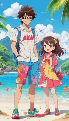 hiyayakko,yo-kai,anime japanese clothing,sanya,honolulu,haruhi suzumiya sos brigade,beach sports,kawaii people swimming,beach background,aloha,girl and boy outdoor,summer clothing,kawaii children,beach goers,akko,summer background,ganai,komajirou,my hero academia,aonori,Illustration,Japanese style,Japanese Style 02