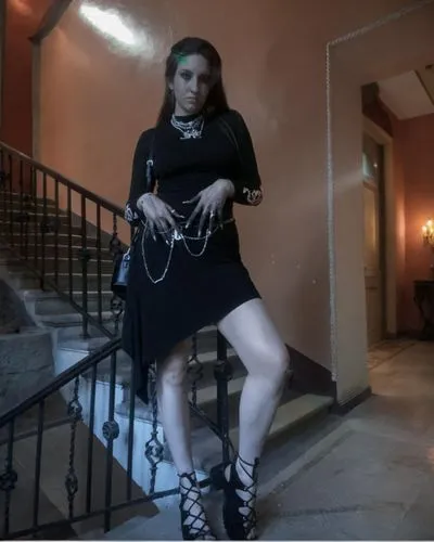 girl on the stairs,stairs,araceli,staircase,stairway,stairwell,anfisa,vestido,stepping,black shoes,videoclip,stair,sonakshi,black dress with a slit,luz,ximena,alaia,femme fatale,herodias,despina