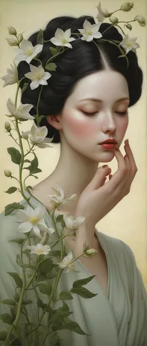 Write a poem about the delicate beauty of a herbaceous flowering plant swaying in the breeze.,marguerite,marguerite daisy,flora,jasmine blossom,girl in flowers,scent of jasmine,linden blossom,white la