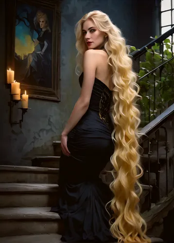 rapunzel,tresses,peignoir,morgause,sigyn,celtic woman,habanera,hairpieces,gothel,duchesse,gypsy hair,vanderhorst,blonde woman,evanna,hadise,gothic style,hairpiece,derivable,lysette,gothic portrait