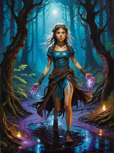 blue enchantress,fantasy picture,sorceress,sorceror,the enchantress,faerie,Illustration,Realistic Fantasy,Realistic Fantasy 03