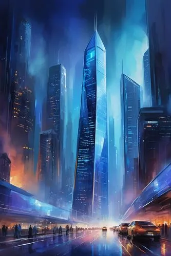 cybercity,cyberport,futuristic landscape,cybertown,cityscape,guangzhou,dystopian,metropolis,skyscrapers,megacorporation,coruscant,kharak,world digital painting,shanghai,coldharbour,megalopolis,sci fiction illustration,the skyscraper,skyscraper,cyberia,Illustration,Paper based,Paper Based 24