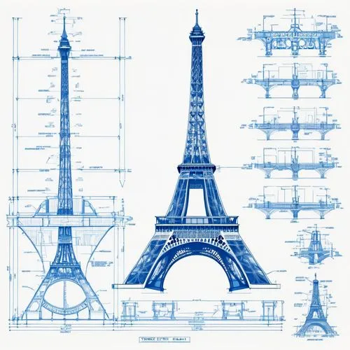 paris clip art,megastructures,superstructures,telecommunications masts,eiffel tower,french digital background,Unique,Design,Blueprint