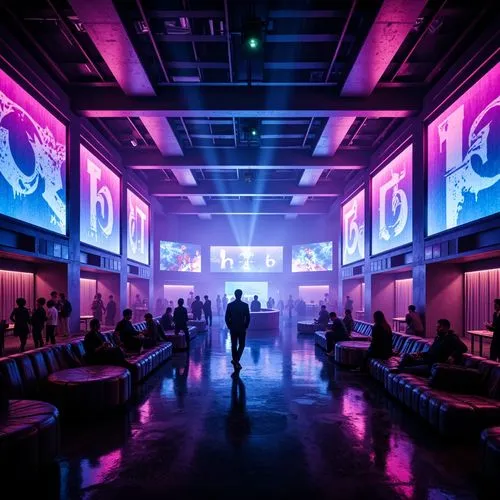 nightclub,cybercity,spaceland,cyberscene,cyberport,clubcorp,spaceport,vapor,ufo interior,cyberpunk,futuristic art museum,bladerunner,neon cocktails,atmosfera,cinema strip,factory hall,lobby,cyberworld,hkmiami,susukino