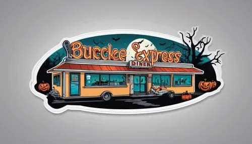 halloween travel trailer,halloween truck,old halloween car,halloween car,halloween vector character,halloweenkuerbis,autumn camper,vwbus,retro diner,halloween bare trees,clipart sticker,quarter slice,food truck,halloween pumpkin gifts,battery food truck,drive in restaurant,butcher shop,houses clipart,halloween background,auto repair shop,Unique,Design,Sticker