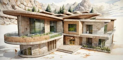 cubic house,earthship,fallingwater,cube stilt houses,tree house hotel,dunes house,house in mountains,3d rendering,treehouses,ecovillages,timber house,house in the mountains,tree house,block balcony,habitational,render,electrohome,mountain settlement,ecotopia,glickenhaus