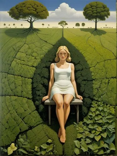 sternfeld,jasinski,woman sitting,girl lying on the grass,chair in field,surrealism,woman thinking,klarwein,girl in the garden,toscani,kudzu,magritte,botero,woman frog,surrealist,girl with tree,hockney,rousseau,sedlacek,voormann,Art,Artistic Painting,Artistic Painting 30