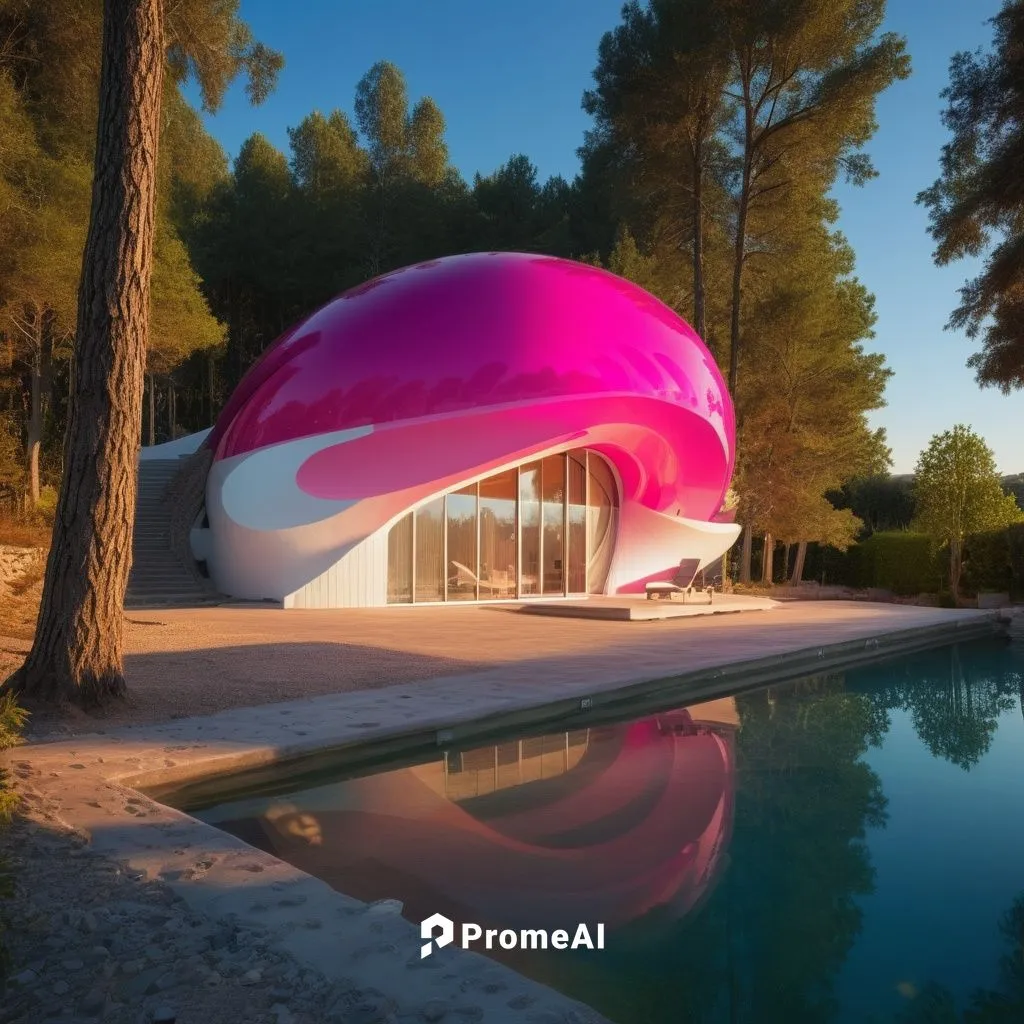 change the color of the sun screen to pink
,cubic house,inflatable pool,cube house,pool house,futuristic architecture,holiday home,dunes house,inverted cottage,mirror house,teardrop camper,summer hous