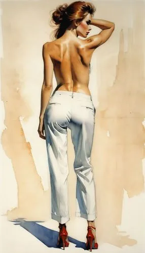 donsky,fischl,woman's backside,querelle,girl walking away,cd cover,Illustration,Paper based,Paper Based 12