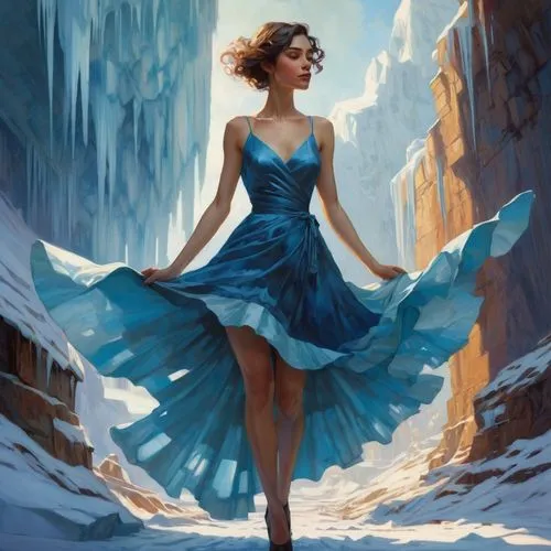 the snow queen,cinderella,elsa,ice queen,girl in a long dress,blue enchantress,Conceptual Art,Fantasy,Fantasy 18