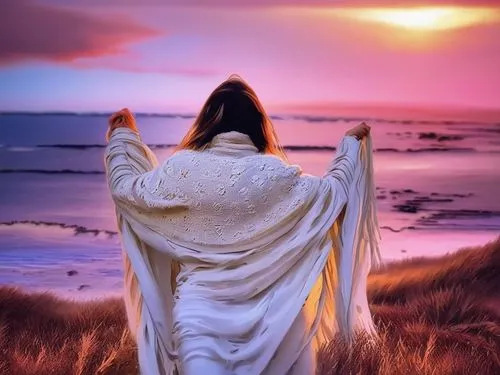 praying woman,woman praying,divine healing energy,girl on the dune,spiritual environment,girl praying,fantasy picture,awakening,shamanism,spirituality,reiki,mystical portrait of a girl,landscape backg