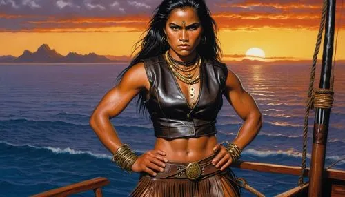 hinemoa,black pearl,nubia,inanna,polynesian girl,asherah,Illustration,American Style,American Style 07