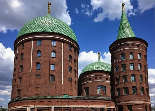 Konstantin Melnikov's architectural style, Moscow, Russia, 1920s, avant-garde, constructivist, geometric shapes, abstract forms, bold colors, intricate details, symmetrical composition, urban landscap