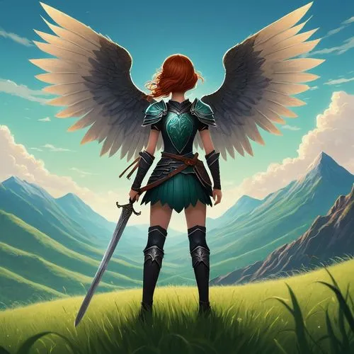 hawkgirl,archangel,valkyrie,winged heart,angelfire,triss,dawnstar,female warrior,angelman,merula,angeles,dark angel,angeli,llyra,fantasy picture,transistor,gwendolyn,fallen angel,the archangel,harmonix,Illustration,Abstract Fantasy,Abstract Fantasy 02